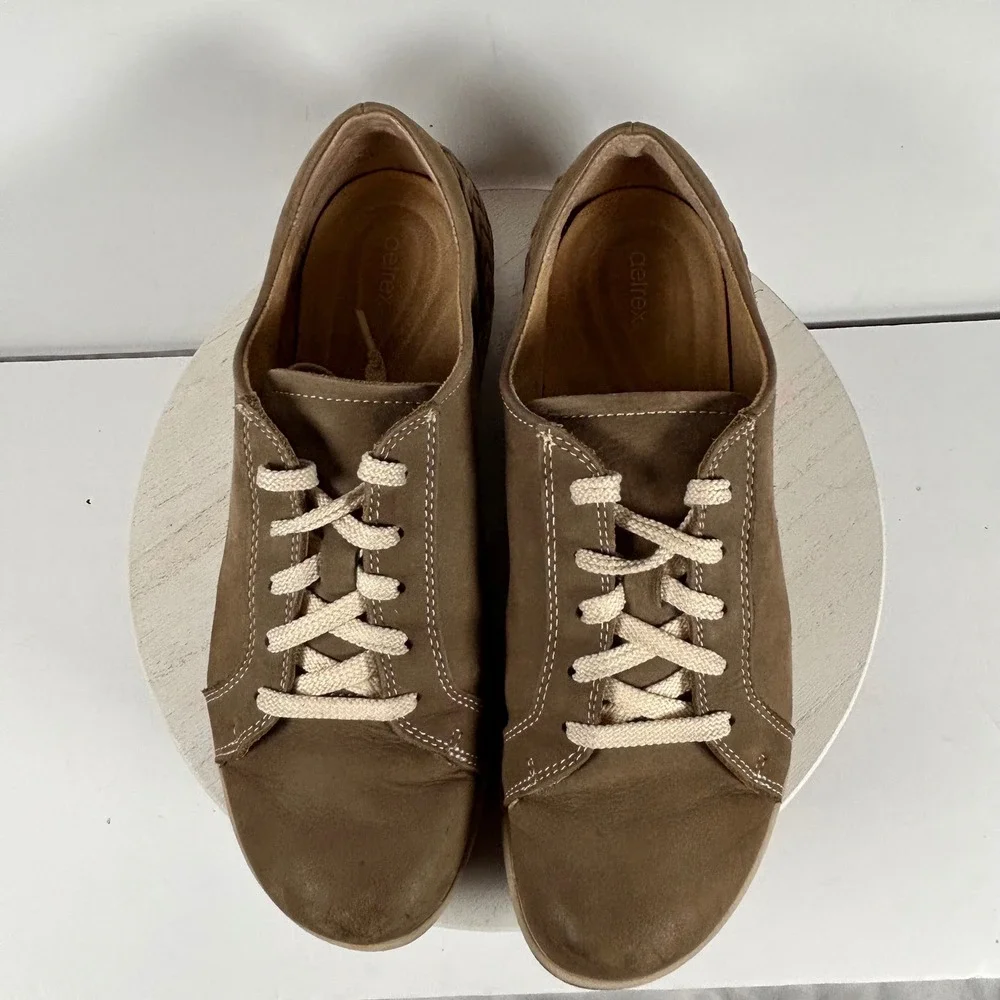 Aetrex Dana Brown Leather‎ Comfort Walking Shoes Women's 9/9.5 Wide Width